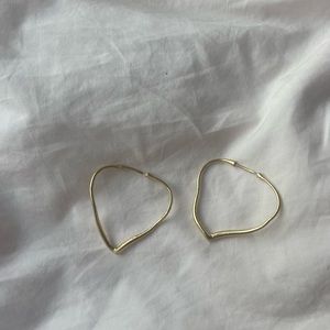 18k gold Tiffany & Co. Elsa Peretti Open Heart Hoops.